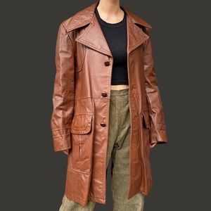 70s leather trench jacket